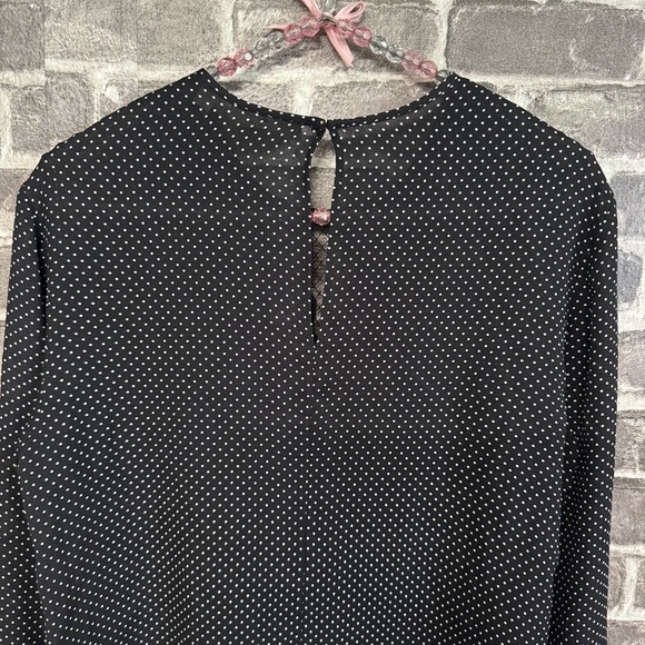 A.L.C. Black Polka Dot 100% Silk Jerry Blouse - Picture 12 of 13